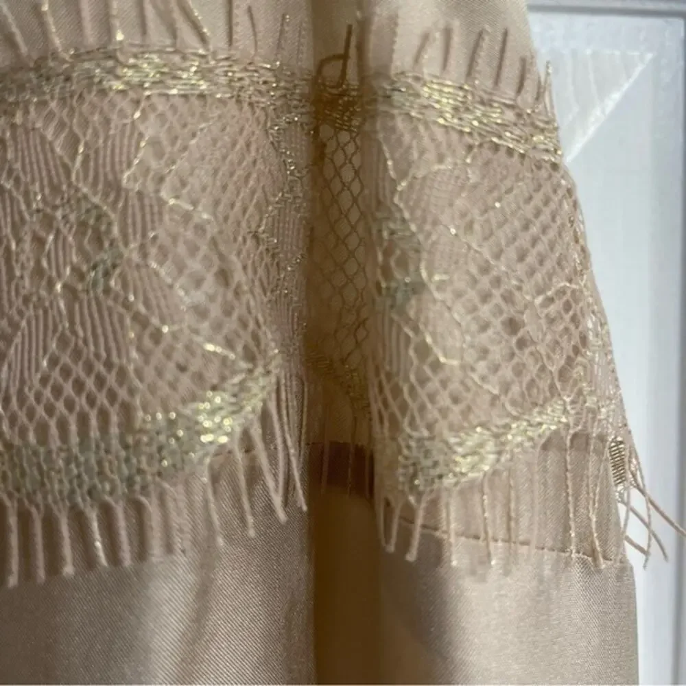 J. Crew Silk sleeveless tank top blouse Champagne nude gold fringe Women’s 0